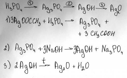 Осуществите следующие превышения: фосфорная кислота➡️фосфат серебра ➡️ гидроксид серебра ➡️ оксид се