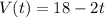 V(t)=18-2t