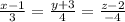 \frac{x-1}{3} = \frac{y+3}{4} = \frac{z-2}{-4}