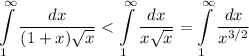 \displaystyle \int\limits^\infty_1\dfrac{dx}{(1+x)\sqrt{x}}