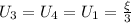 U_3=U_4=U_1=\frac{\xi }{3}