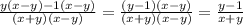 \frac{y(x-y)-1(x-y)}{(x+y)(x-y)} = \frac{(y-1)(x-y)}{(x+y)(x-y)} = \frac{y-1}{x+y}