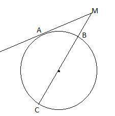 К окружности проведены касательная и секущая, проходящая через центр окружности. Длина касательной в