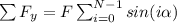 \sum F_y=F\sum_{i=0}^{N-1}sin(i\alpha )