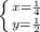 \left \{ {{x=\frac{1}{4}} \atop {y=\frac{1}{2}}} \right.