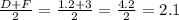 \frac{D+F}{2} = \frac{1.2 + 3}{2} = \frac{4.2}{2} = 2.1