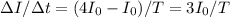 \Delta I/\Delta t = (4I_0-I_0)/T = 3I_0/T