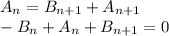 A_n = B_{n+1}+A_{n+1}\\-B_n + A_n + B_{n+1}=0