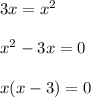 3x=x^2\\\\\ x^2-3x=0\\\\ x(x-3)=0