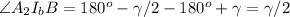 \angle A_{2}I_{b}B=180^o-\gamma/2-180^o+\gamma=\gamma/2