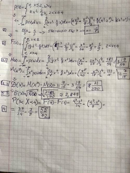 Данная плотность распределения p (x) непрерывной случайной величины X. Найти: 1) коэффициент a; 2) ф