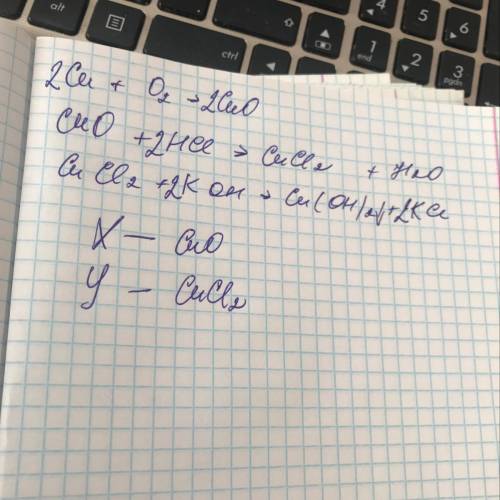 Ниже представлена схема превращения веществ: Cu → X → Y → Cu(OH)2 Определи, какие из указанных ниже