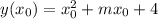 y(x_0)=x_0^2+mx_0+4