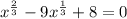 x^{\frac{2}{3}}-9x^{\frac{1}{3}}+8=0