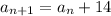 a_{n+1}=a_{n} + 14