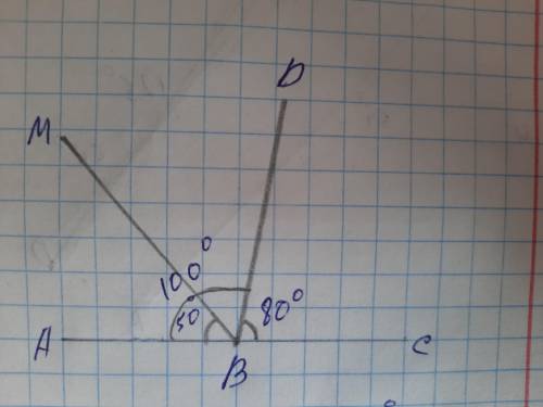 ABD және DBC бұрыштары — сыбайлас, BM сәулесі - ABD бу- рышының биссектрисасы және де АВМ бұрышы DBC