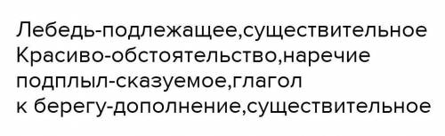 Лебедь красиво поплыл к озеру, как красиво подчеркнуть по разбору предложения, типо существительное