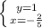 \\\\\left \{ {{y=1} \atop {x=-\frac{2}{5} }} \right.