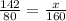 \frac{142}{80} =\frac{x}{160}