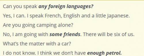 Complete the conversation with a quantifier from the box A and a noun from the box B. A: any enough