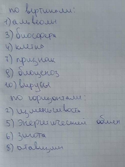 Кроссворд на тему Биология наука о живой природе 10 вопросов​