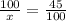 \frac{100}{x} =\frac{45}{100}