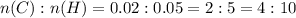 n(C) : n(H) = 0.02 : 0.05 = 2 : 5 = 4 : 10