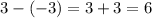 3-(-3)=3 + 3 = 6