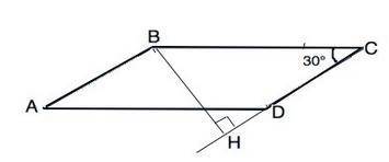 У паралелограмі ABCD відомо, що с = 30°, висота ВН, про- ведена до сторони CD, дорівнює 7 см, а пери