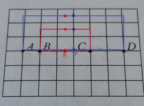 На клетчатой бумаге с размером клетки 1х1 отмечены точки A, B, C и D. Найдите расстояние между серед