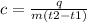 c = \frac{q}{m(t2 - t1)}