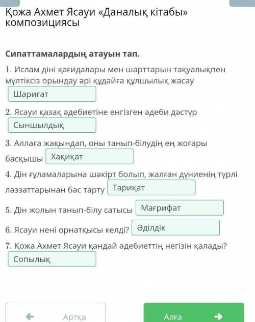 1циясы Сипаттамалардың атауын тап.1. Ислам діні қағидалары мен шарттарын тақуалықпен мүлтіксіз орынд