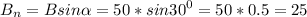 \displaystyle B_n=Bsin\alpha =50*sin30^0=50*0.5=25