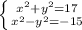 \left \{ {{x^2+y^2=17} \atop {x^2-y^2=-15}} \right.