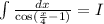 \int \frac{dx}{ \cos( \frac{x}{4} - 1) } = I