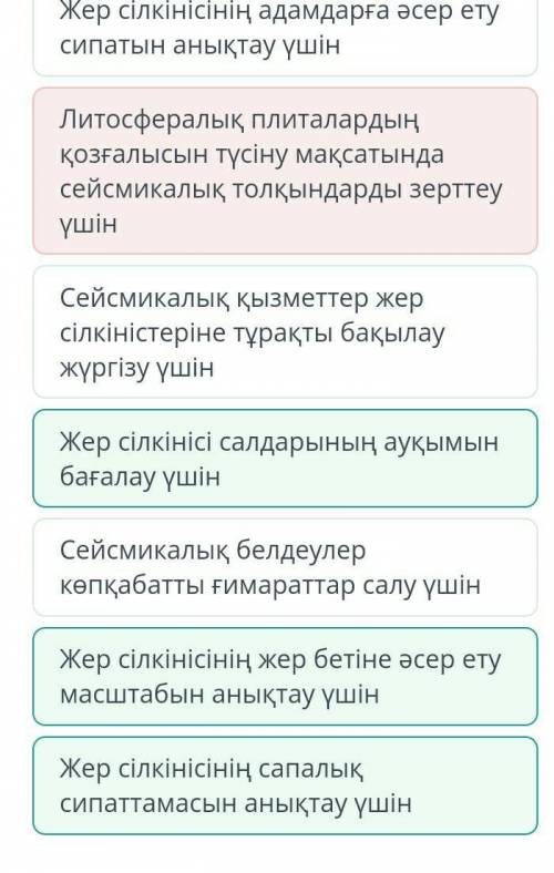 Жер сілкінісінің қарқындылығы шкаласын қолдану қажеттілігін түсіндіретін төрт тұжырымдаманы таңда. Д