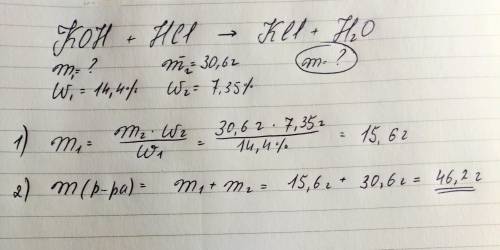 Рассчитайте массу раствора с массовой долей гидроксида калия 14,1% необходимо для полной нейтрализац