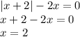 |x+2|-2x=0\\x+2-2x=0\\x=2