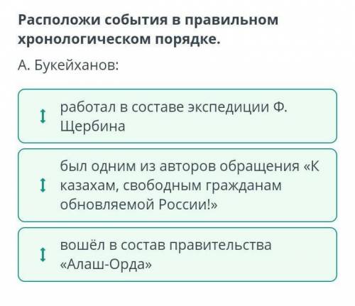 Расположи события в правильном хронологическом порядке А Букейханов /вошёл в состав правительства Ал