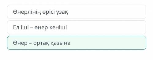 Кіріспе бөліміне сай мақалды тап? 1)ел іші - өнер кеніші2)өнер - ортақ қазына 3)өнерлінің өрісі ұзақ