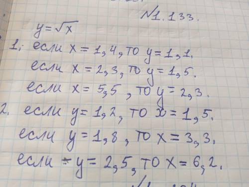 с графика функций у=√х найдите значения 1) функции при х равном 1.4 2.3 5.5 аргумента при у равном 1
