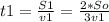 t1 = \frac{S1}{v1} = \frac{2*So}{3v1}