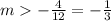 m-\frac{4}{12} =-\frac{1}{3}