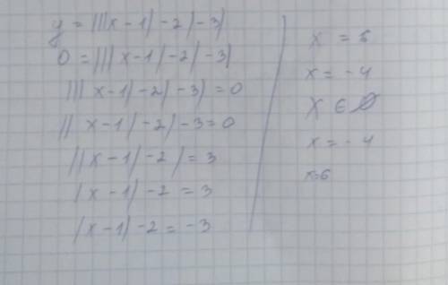 Y=|||x-1|-2|-3| Решите пример