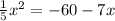 \frac{1}{5} x {}^{2} = - 60 - 7x