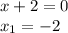 x + 2 = 0 \\ x_{1} = - 2