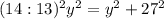 (14:13)^{2} y^{2} =y^{2} +27^{2}