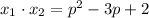 x_1\cdot x_2=p^2-3p+2