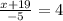 \frac{x+19}{-5}=4