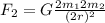 F_2=G\frac{2m_12m_2}{(2r)^2}